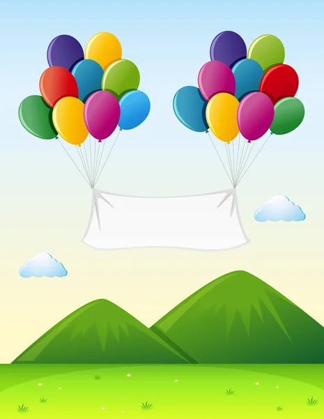 Banner template with colorful balloons in sky — Stock Vector