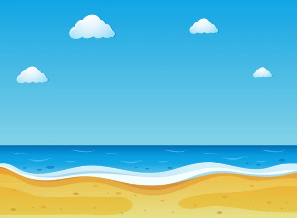 Escena de playa con cielo azul — Vector de stock