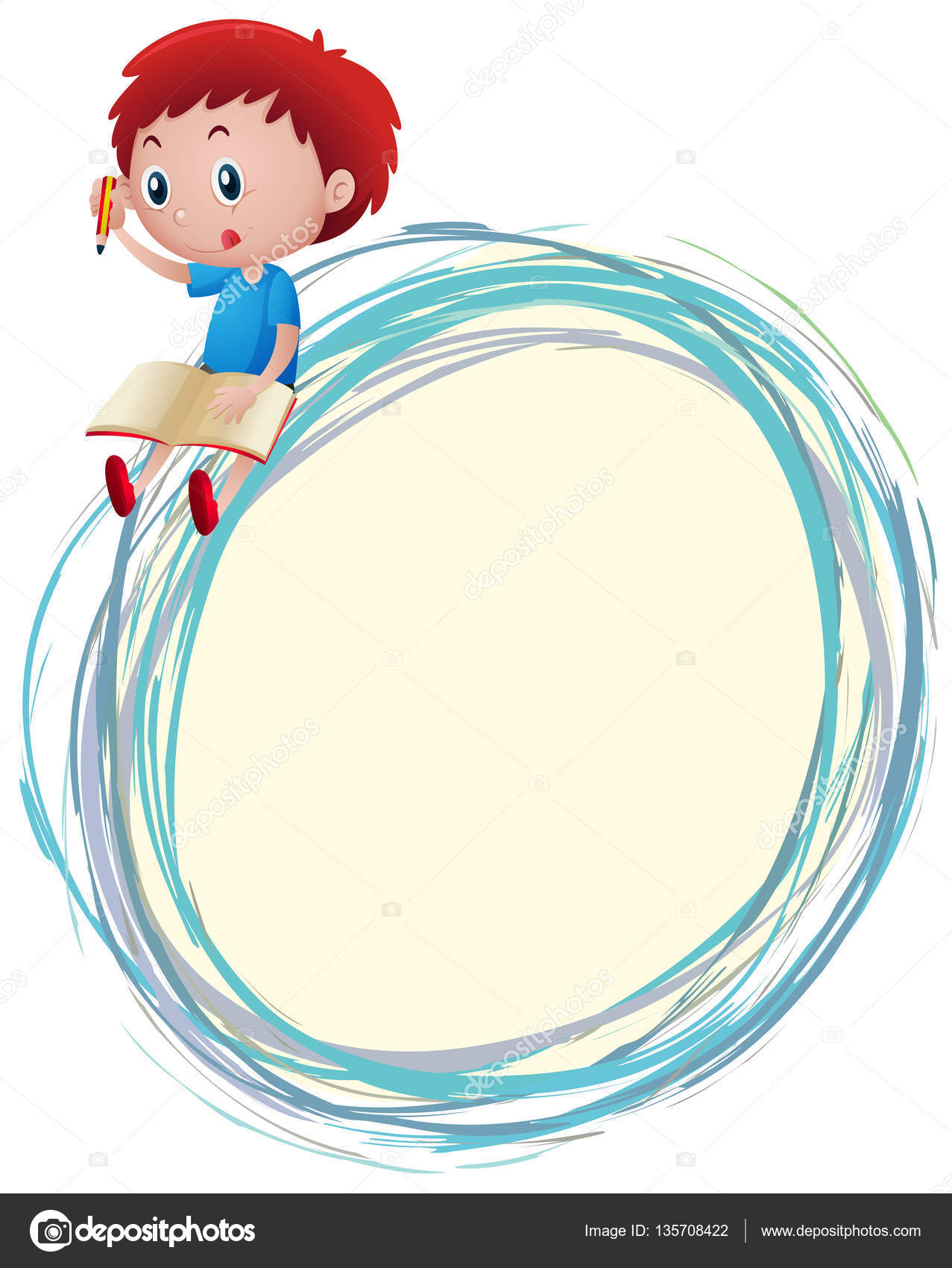 Download Border template with boy writing — Stock Vector © brgfx ...