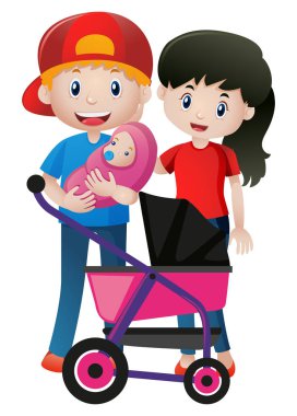 ailesi ile yeni doğan bebek