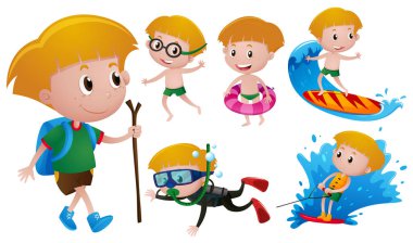 Çocuk farklı etkinlikler yapıyor