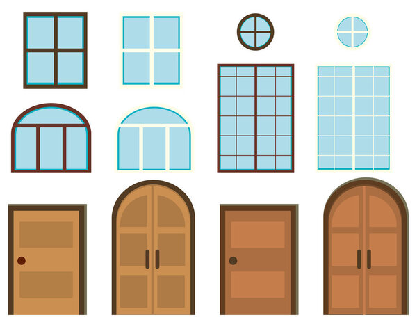 Different styles of windows and doors