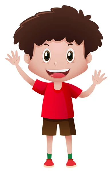 Kleiner Junge im roten Hemd winkt — Stockvektor