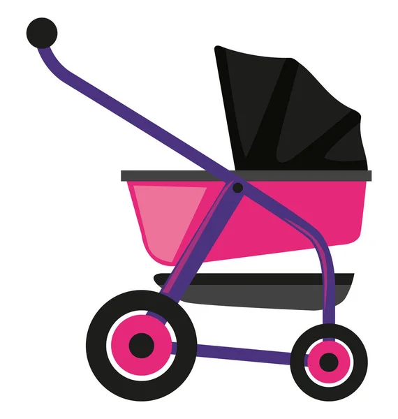 Carrinho de bebê em rosa e roxo — Vetor de Stock
