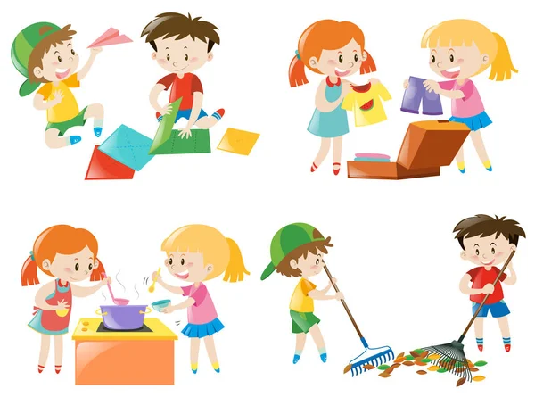 Enfants faisant différentes activités — Image vectorielle
