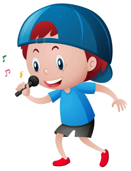 Küçük çocuk üzerinde mikrofon şarkı — Stok Vektör