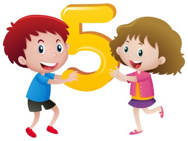 Beş numaralı tutan kız ve erkek