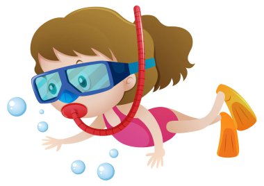 Küçük kız su altında dalış