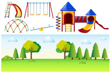 Birçok oyun istasyonları ile Park sahne