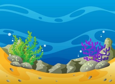 Mercan ve kayalar ile okyanus sahne