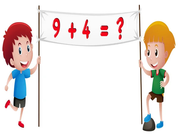 Δύο αγόρια με μαθηματικά queation — Διανυσματικό Αρχείο