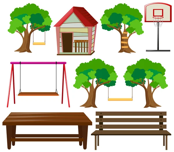 Seats and things in garden — Stock Vector