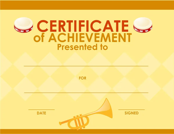 Шаблон сертификата с музыкальным инструментом — стоковый вектор