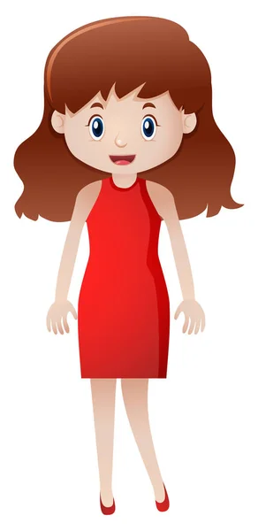 快乐穿红衣服的女人 — 图库矢量图片
