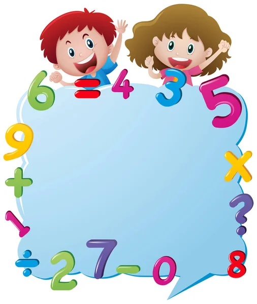 Шаблон рамки з дітьми та цифрами — стоковий вектор