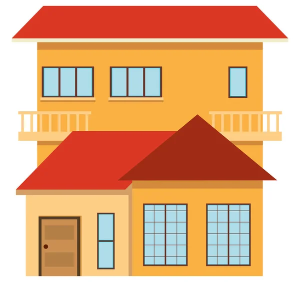 Casa de solteiro com telhado vermelho — Vetor de Stock