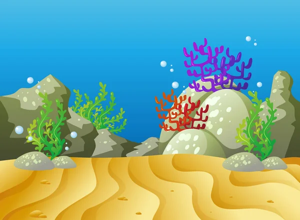 Escena submarina con arrecife de coral — Vector de stock