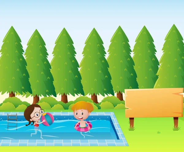 Ahşap işareti şablon çocuk havuzu ile