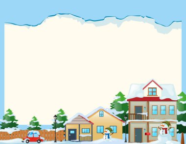Köyün karda şablonuyla kenarlık