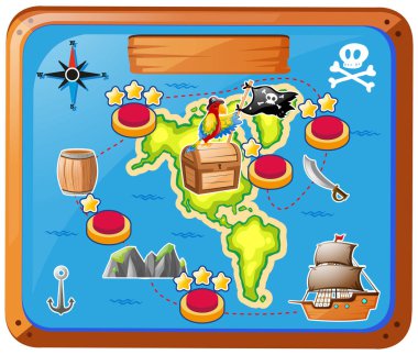 Gemi ve göğüs Treassure harita