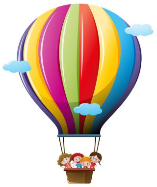 Renkli balon üzerinde sürme çocuk