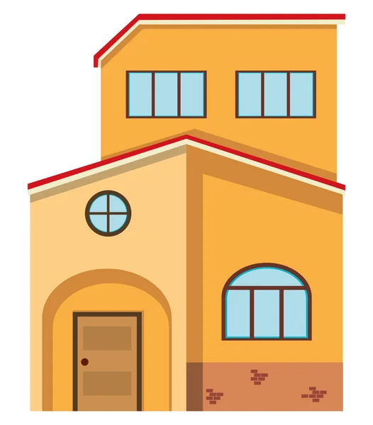 Cihlový dům s červenou střechou — Stockový vektor