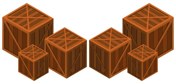 Farklı boyutlarda ahşap kutular — Stok Vektör
