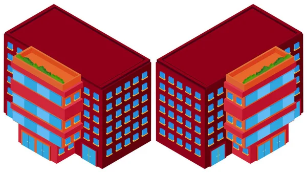 Rote Gebäude aus zwei verschiedenen Blickwinkeln — Stockvektor