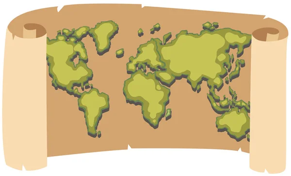 Mapa del mundo sobre papel marrón — Archivo Imágenes Vectoriales