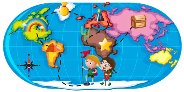 Niños explorando el mundo — Vector de stock