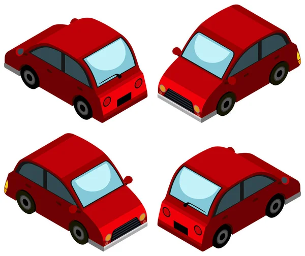Rotes Auto aus vier verschiedenen Blickwinkeln — Stockvektor