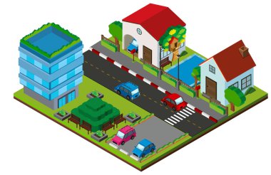 village binalar ve yol için 3 boyutlu tasarım