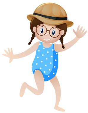 Mavi Yüzme elbiseli küçük kız