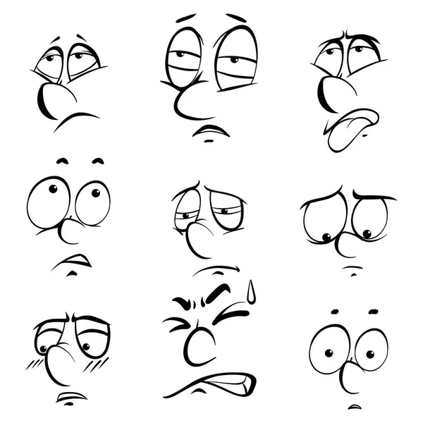 Different facial expressions on white background — Stock Vector