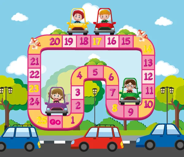 Το πρότυπο boardgame με τα παιδιά στον δρόμο — Διανυσματικό Αρχείο