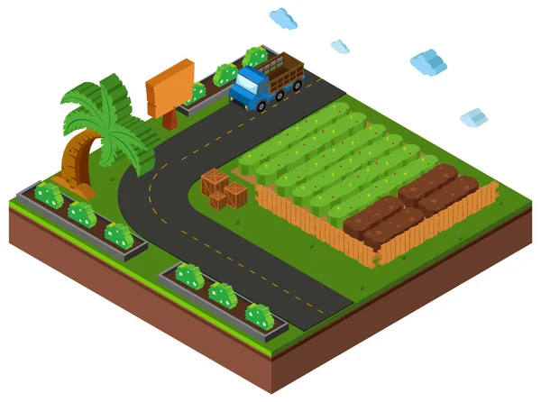 Conception 3D pour les terres agricoles — Image vectorielle