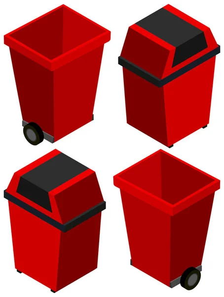 3D design for trashcan in red color — Stock Vector