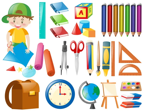 Different objects for school — Stock Vector