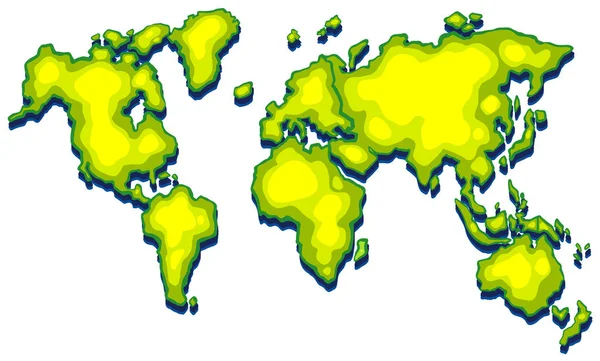 Mapa del mundo con tierra verde sobre fondo blanco — Archivo Imágenes Vectoriales