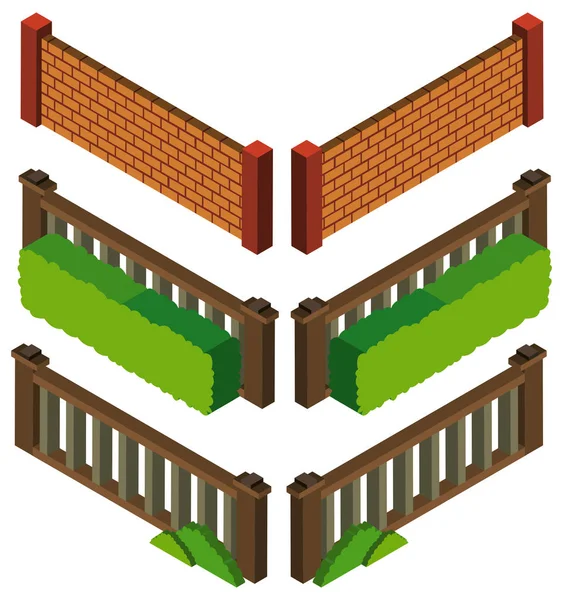 異なるスタイル fo 壁やフェンスの 3 d デザイン — ストックベクタ