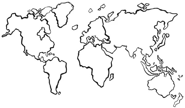 Proyecto de mapa del mundo sin color — Vector de stock