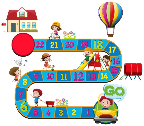 Το πρότυπο boardgame με παιδιά σε διάφορες δράσεις — Διανυσματικό Αρχείο