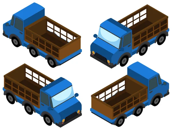 Desain 3D untuk truk biru - Stok Vektor