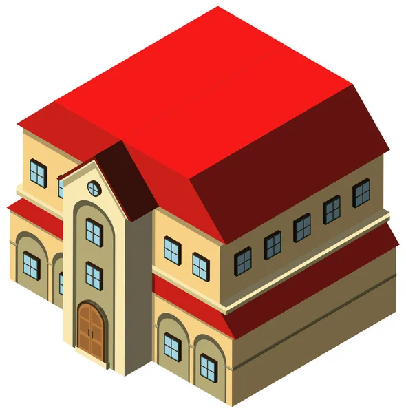 Diseño 3D para casa grande con techo rojo — Vector de stock