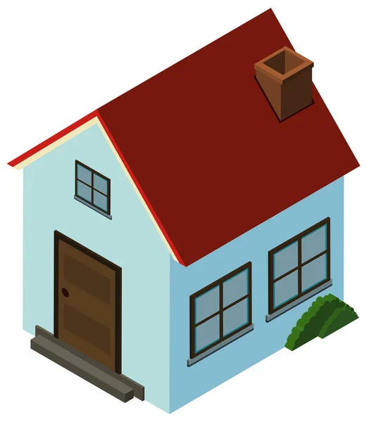 Design 3D para casa pequena com telhado vermelho — Vetor de Stock