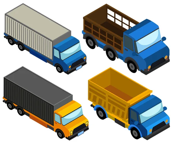 3D σχεδίαση για διαφορετικούς τύπους φορτηγών — Διανυσματικό Αρχείο