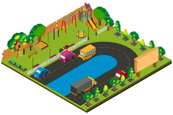 3D-ontwerp voor park met speeltuin — Stockvector