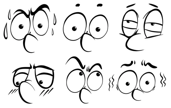 Expressão facial doodle em contorno preto — Vetor de Stock