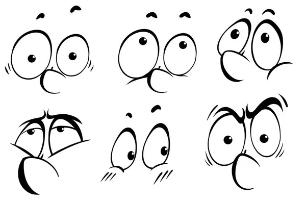 Doodle expression faciale en contour noir — Image vectorielle