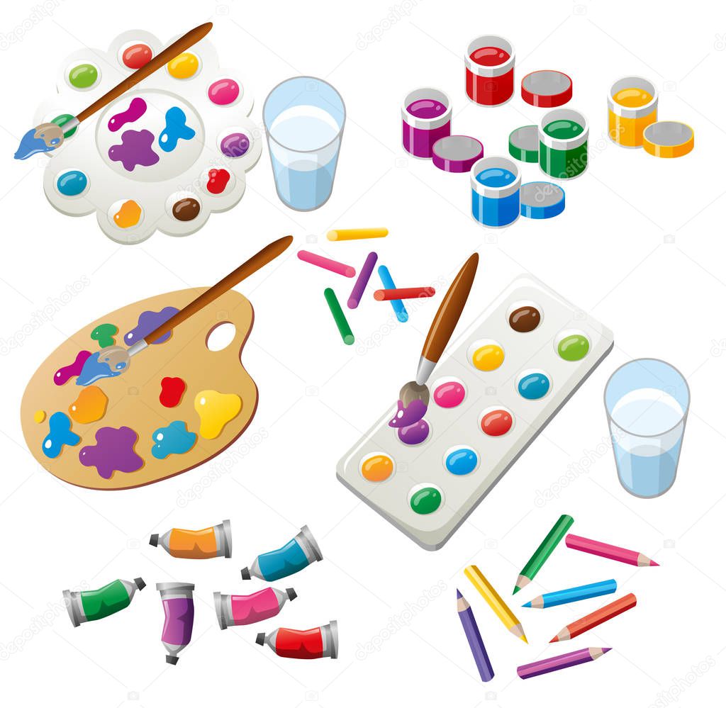 Painting set with brush and palette